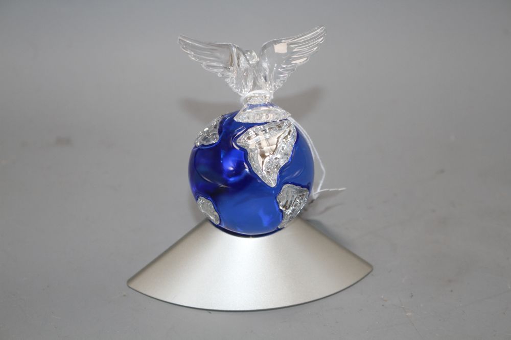 A Swarovski Crystal ornament Planet Vision 2000, in original box with certificate, overall height 12cm